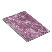 花の羽のペイリーズ模様プラムバレーボール ノートブック (右側)