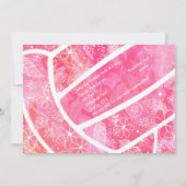 花の羽毛ピンクのバレーボールパーティー 招待状 (裏面)