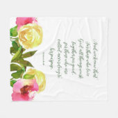 花の聖句 ローマ 8:28  フリースブランケット (正面(横))