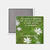 花の聖書第2コリント12:9磁石 マグネット (正面/裏面)