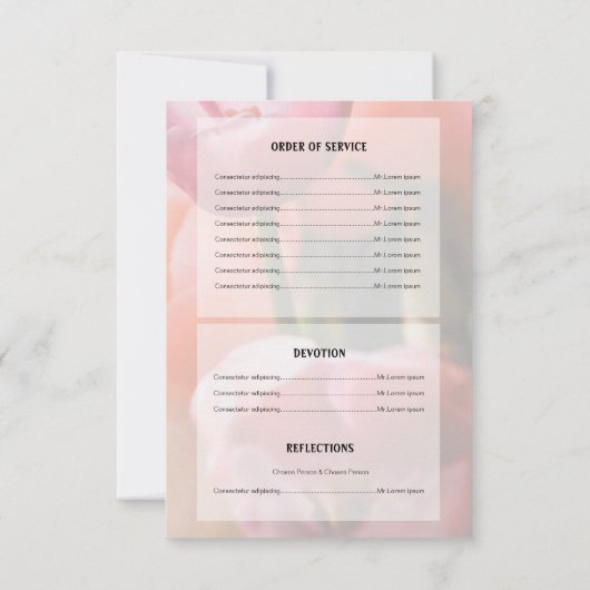 花の背景が付いている記念の葬儀のカード 招待状 (裏面)