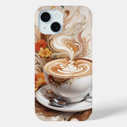 花の背景のあるカプチーノ Case-Mate iPhoneケース (裏面)