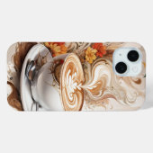 花の背景のあるカプチーノ Case-Mate iPhoneケース (裏面 (横))