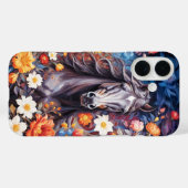 花の背景の黒い騸馬のスマホケース Case-Mate iPhoneケース (裏面 (横))