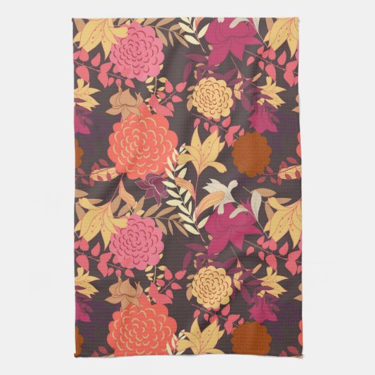 花の背景2 キッチンタオル (縦)