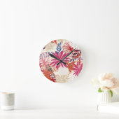 花の背景3 ラウンド壁時計 (ホーム)