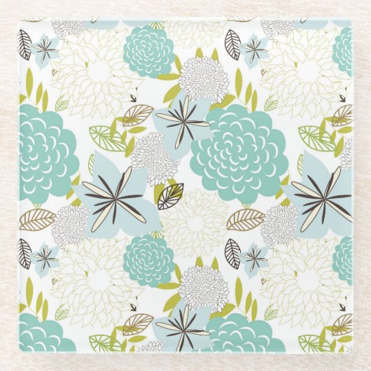 花の背景5 ガラスコースター (正面)