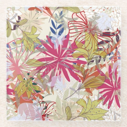 花の背景6 ガラスコースター (正面)