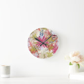 花の背景6 ラウンド壁時計 (ホーム)