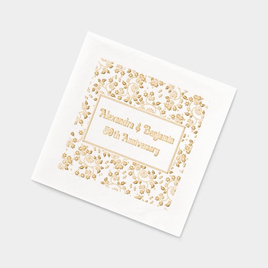 花の背景 あらゆる行事 - 50周年記念 箔ナプキン (左)