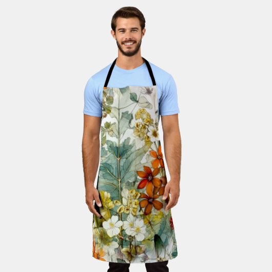 花の自然 エプロン (着用した状態)