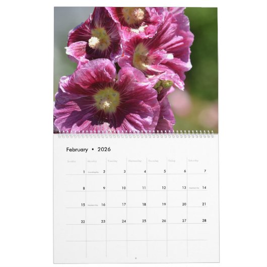 花の自然 カレンダー (2月 2026)