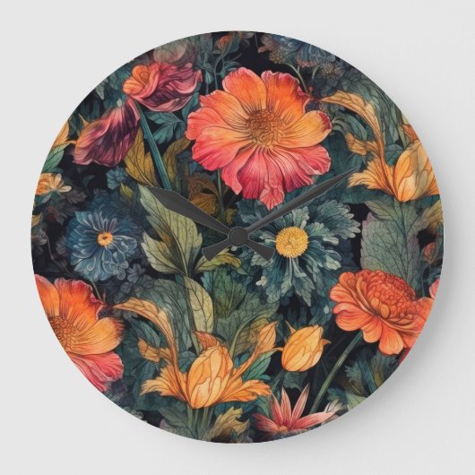 花の自然 ラージ壁時計 (正面)