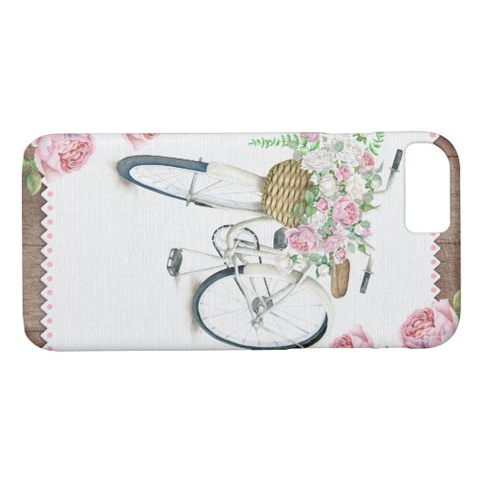 花の自転車の木のヴィンテージの素朴な電話箱 Case-Mate iPhoneケース (裏面(横))