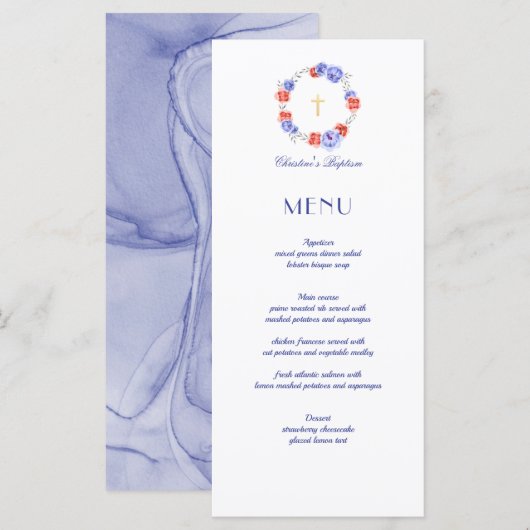 花の芍薬のリース 洗礼 命名式 メニュー (正面/裏面)