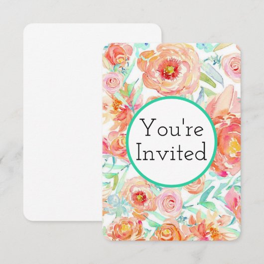 花の芍薬の招待状 招待状 (正面/裏面)