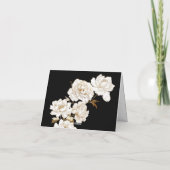 花の芍薬 白 ゴールド エレガント ブライダルシャワー サンキューカード (裏面)