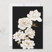 花の芍薬 白 ゴールド エレガント ブライダル シャワー 招待状 (裏面)