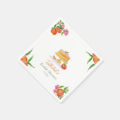 花の花が咲く水彩桃のケーキブライダルシャワー スタンダードカクテルナプキン (角)