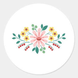 花の花のボーダー ラウンドシール