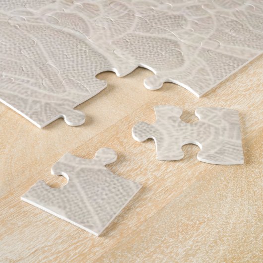 花の花のモノグラムのレースのピンクの紫の紫 ジグソーパズル (側面)