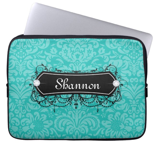 花の花のラップトップの箱のカッコいいのモノグラムのヴィンテージ ラップトップスリーブ (正面)
