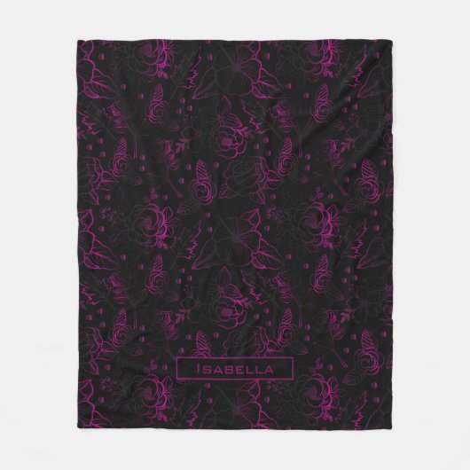 花の花の花の名前のブルゴーニュパーソナライズされたー フリースブランケット (正面)