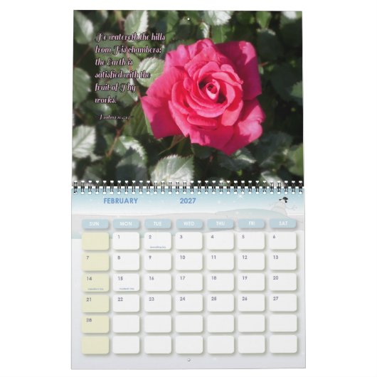 花の花の詩篇の感動的壁 カレンダー (2月 2027)