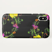 花の花の黒の電話-堅いiPhone Xの場合 Case-Mate iPhoneケース (裏面(横))