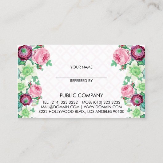 花の花は友人の紹介を参照します 紹介カード (裏面)