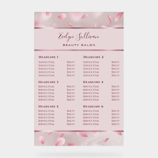 花の花びらフェイク箔の価格表 アクリルサイン (正面)