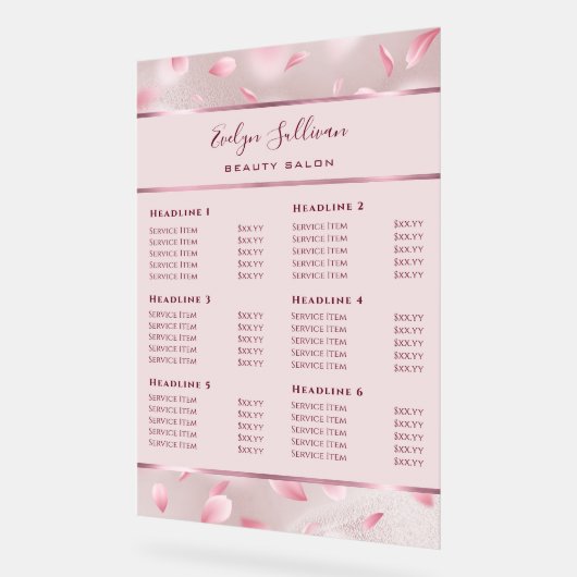 花の花びらフェイク箔の価格表 アクリルサイン (傾斜)