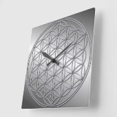 花の花ブルームデレベンス金属銀 スクエア壁時計 (傾斜)