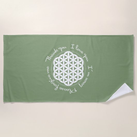 花の花ホオポノポン ビーチタオル (正面)