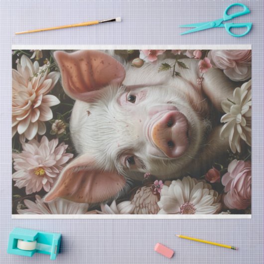 花の花切り豚ピンクの花の切り離し 薄葉紙 (クラフト)