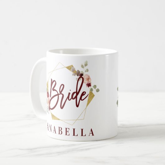 花の花嫁のバチェロレッテのブライダルシャワーのマグ コーヒーマグカップ (正面左)