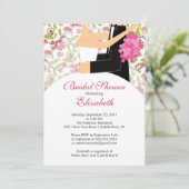 花の花嫁のブライダルシャワーの招待状のピンク 招待状 (スタンド正面)