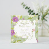 花の花嫁のブライダルシャワーの招待状の紫色 招待状 (スタンド正面)