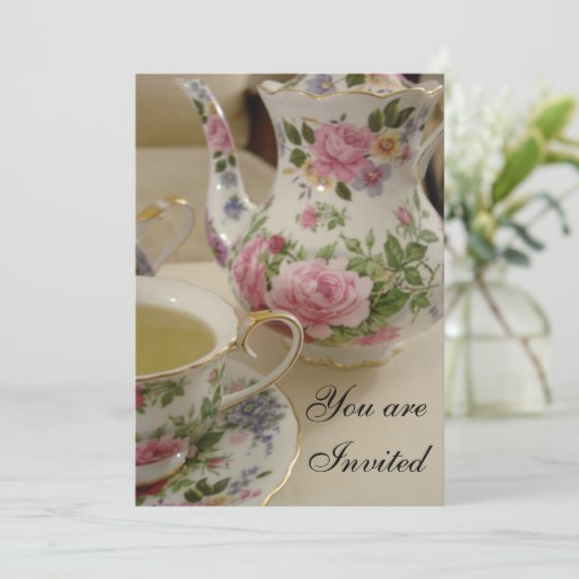 花の花嫁の茶パーティの招待状 招待状 (スタンド正面)