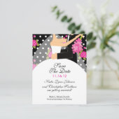 花の花嫁及び新郎の保存日付の招待状 セーブザデート (スタンド正面)