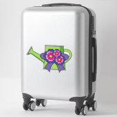 花の花束でかわいい散水缶 シール (スーツケース)