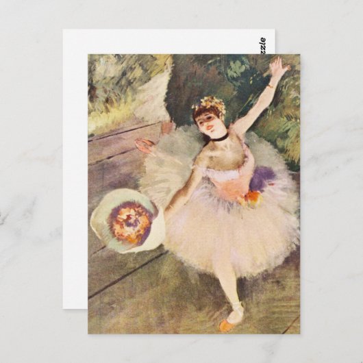花の花束とデガスバレリーナ ポストカード (正面/裏面)