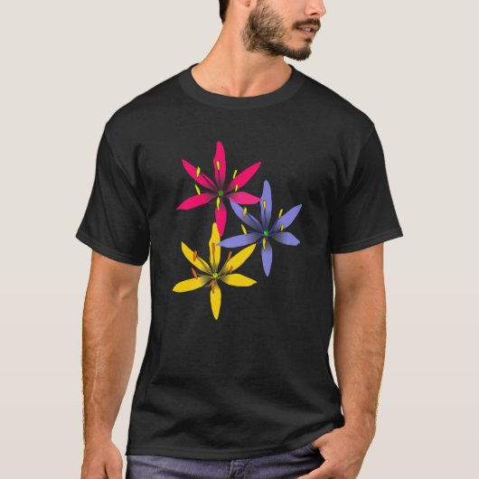 花の花束と花カラフルのフローラ Tシャツ (正面)