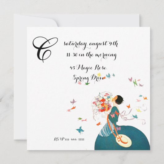 花の花束と蝶の甘い16 招待状 (裏面)