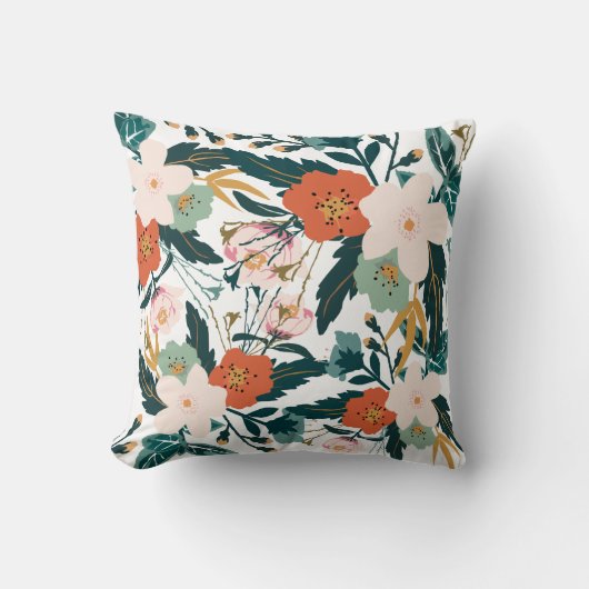 花の花束のコンピュータ・アートの装飾柔らかい白 クッション (正面)