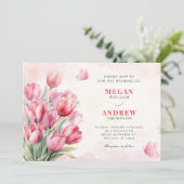 花の花束の結婚チューリップ 招待状 (スタンド正面)