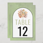 花の花束の結婚テーブル番号カード (正面/裏面)