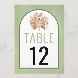 花の花束の結婚テーブル番号カード