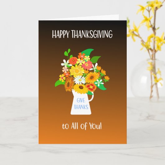 花の花束を感謝する カード (黄色い花)