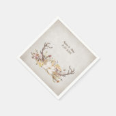 花の花束を持つ鹿のアントラー スタンダードカクテルナプキン (角)